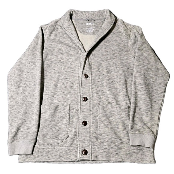 Duluth Trading Loophole Cardigan Mens Large Sweater Shawl Collar Gray Fleece - Picture 1 of 7